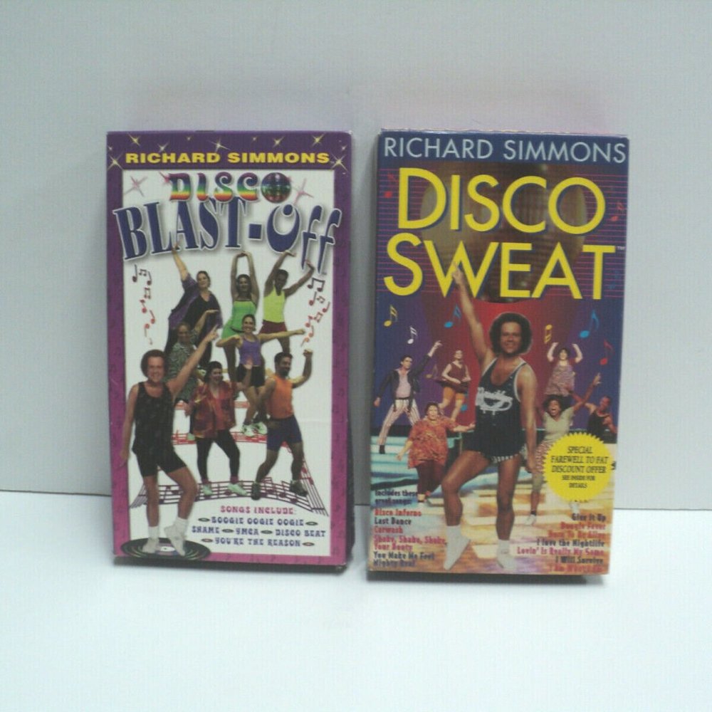 Set of 2 Richard Simmons Disco VHS Tapes Disco Sweat & Disco Blast-Off